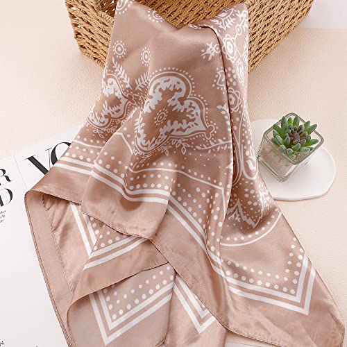NZKNP Silk-Like Head Scarf - Women's Bandana Wraps - color: 36-camel, size: 35"*35"