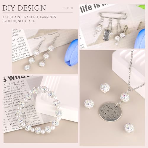 100 pcs 10mm Rhinestone Beads for Jewelry Making, Crystal AB Shiny Round Shamballa Disco Beads Bulk, Sparkle Crystal Clay Christmas for Bracelet Baseball Necklace Earring Crafting and DIY - color: Crystal AB, size: 10mm/100pcs