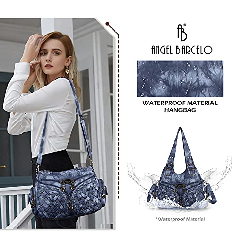 Angel Barcelo Purses for Women Large Shoulder Bag Soft Hobo Bags for Women - color: J.blue