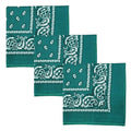 Motique Accessories Set of 3 Paisley Bandanas – 100% Cotton 22 Inch Head Scarf Neck Bandana Face Cover - color: Dark Turquoise