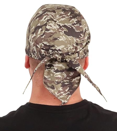 Sparkling EARTH - American Made Skull Caps Doo Rags Do Rag Durag Headwrap Head Wraps Skullies - Made in The USA! - color: Combat Camouflage - Green, Brown and Black