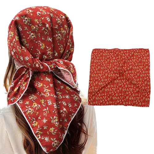 Bandanas for Women Men 21"x21" Floral Headband Scarf Versatile Hair Bandana Square Head Scarf - color: Burnt Orange