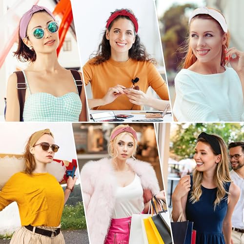 DiyJibb Headbands for Women Girls - 6PCS Stylish Top Knotted Headbands - Knotted Headband for Women - Head Bands Wide Hairband Hair Accessories - color: pink，yellow，white，red，black，light pin