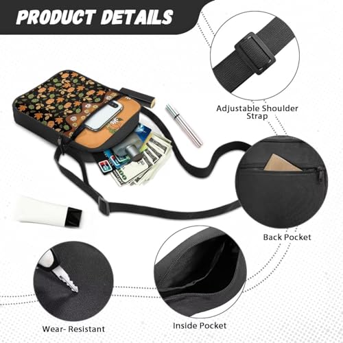 Womens Crossbody Bag Cell Phone Purse Wallet Small Shoulder Handbag for Workout Travel Gym - color: Maple Leaf Pumpkin