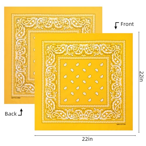 Raylarnia 8 PCS 100% Cotton Bandanas, 22 Inchs Multi-Purpose Bandana Scarfs Headbands for Men and Women - color: 8- Light Orange