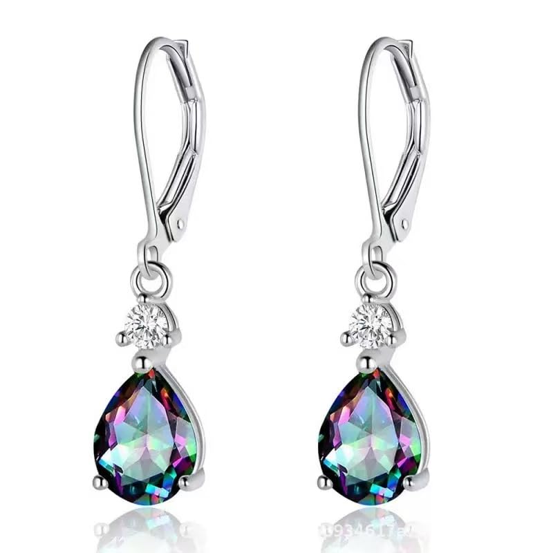 Silver Dangle Earrings For Women Trendy,Boho Cute Drop Western Earings,Vintage Gothic Ethnic Statement Beach Vacation Long Earrings with Leaf Teardrop Turquoise Crystal Tassels,Fashion Jewelry Birthday Gift. - color: A61) Blue Crystal Teardrop