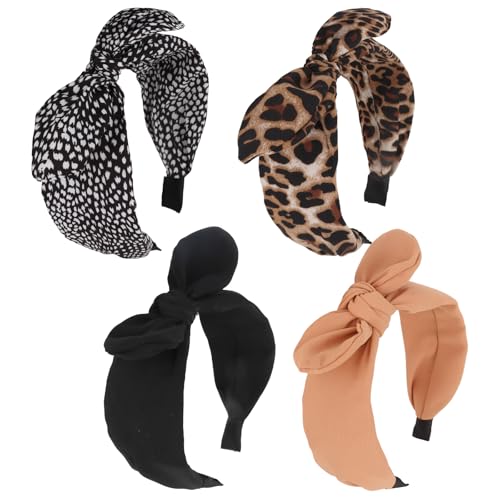 CURASA Big Bow Headbands for Women Cheetah Girls Leopard Headband with Bow Fancy Fashion Headbands for Women Leopard Hair Accessories