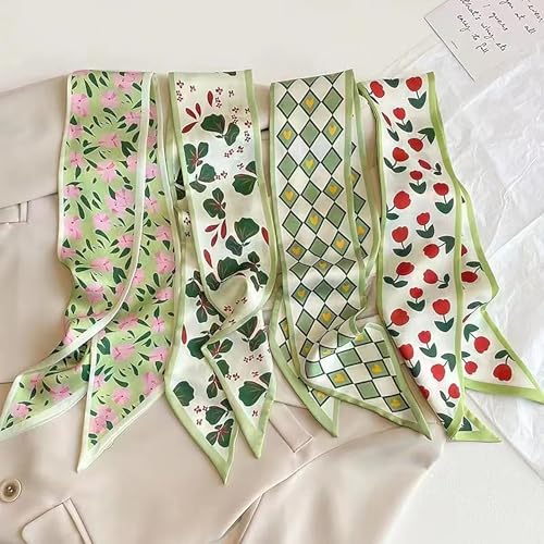 4 Pack Purse Scarf Handbags For Women,Boho Scarrves for Bag Hair Accessories Handle Fashion Lightweight - color: Green