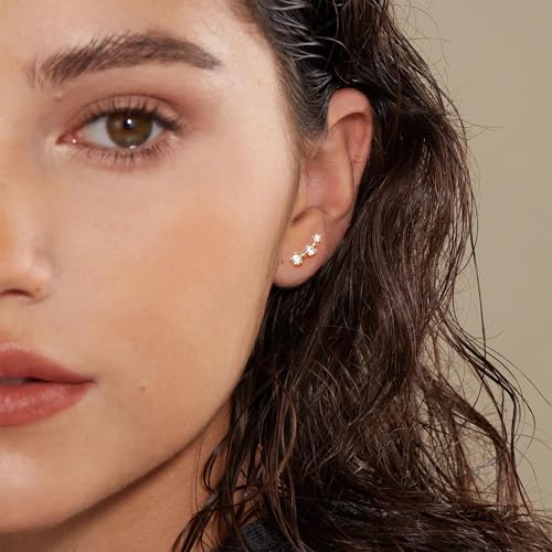 6 Pairs 14K Gold Plated Stud Earrings for Women, Hypoallergenic Cartilage Earrings for Multiple Piercing, Dainty Small Stackable Earrings Set for Jewelry Gift - color: Gold-4 Pairs