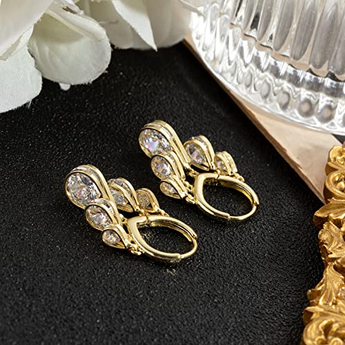 Huggie Earrings for Women 14K Gold Plated Earrings Dainty Statement Sterling Silver Cute Dangle Earring Hypoallergenic Huggie Hoop Earrings for Wome Trendy Prom Party Jewelry Gift - color: 6-Gold