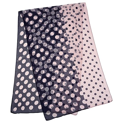 E-Clover Unique Fashion Women's Scarf Chiffon Sheer Scarves for Women Lightweight - color: Polka Dot-purplepink