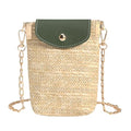 Long Keeper Small Straw Crossbody Phone Purse for Women Mini Faux Straw Summer Crossbody Boho Shoulder Bag for Beach Holiday - color: Green