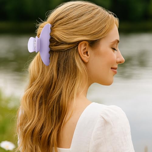 MAORULU Cute Claw Clip for Women – 4.3'' Large Acetate Hair Clips for Thick Thin Curly Long Hair, Durable Hair Clamps Non-slip Jaw Clip, Strong Hold, Stylish French Design (Pastel Purple) - color: Pastel Purple