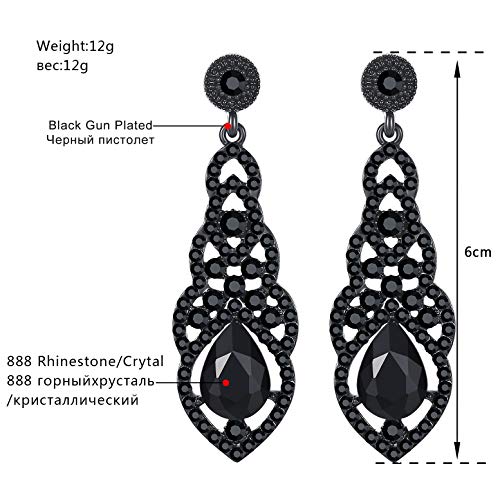 Women's Alloy Teardrop Crystal Chandelier Dangle Earrings - color: E-black
