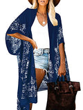Breezy Lane Kimonos for Women Swimsuit Coverups Beach Cover Up Swimwear Cardigan Summer - color: A Indigo Print