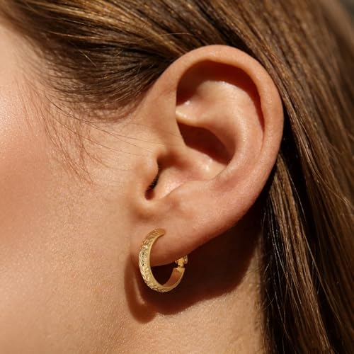 Gold Hoop Earrings for Women 14K Gold Plated Hoop Earrings Set, Large Medium Small Hoop Earrings Lightweight Hypoallergenic Huggie Statement Jewelry Gift for Women - color: Gold-E