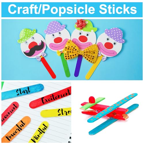 60 Pcs Jumbo Popsicle Sticks,8 Inch Wooden Craft Sticks | Assorted color wooden sticks for craft sorting,plant tags,color matching,display labels and DIY layout projects - color: multicolored