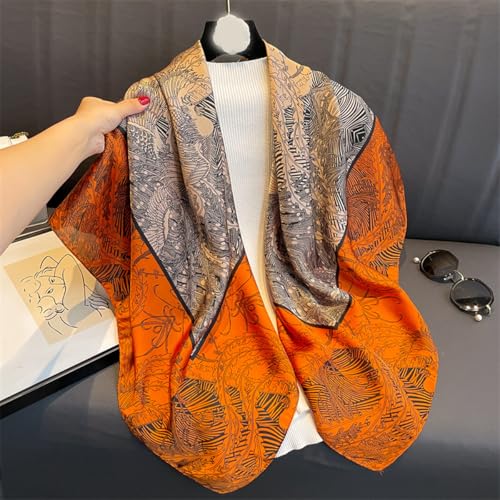 K-Elewon Large Square Scarf 43" Silk Scarf Fashion Scarves Silk Feeling Hair Wrapping Scarfs Night Sleeping Headscarf - color: Vb15