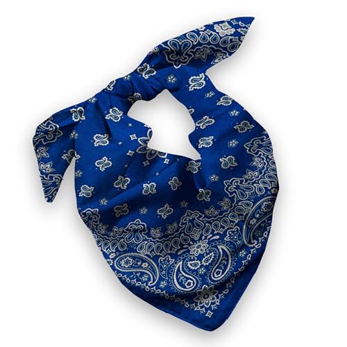 Gift Packaging Bandana for Men Women - 100% Cotton, Paisley, 22x22 In, 1 Pack - Large Bandanna Handkerchief Cowboy Hanky - color: Navy Blue