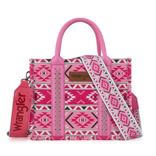 Wrangler Aztec Tote Bag for Women Boho Shoulder Purses and Handbags - color: Aztec Peach Pink (Guitar Strap)
