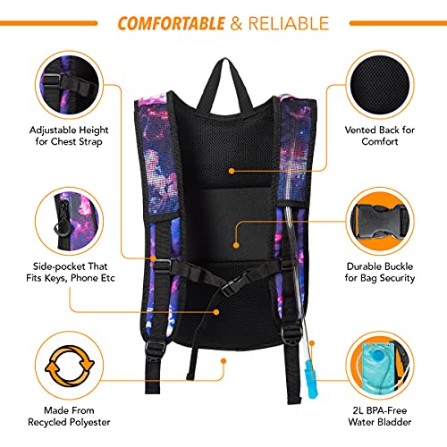 Vibe Festival Gear Rave Hydration Pack Backpack with 2L Water Bladder for Women Men – Festival Hydropack, Hydro Pack, Leak Proof, Lightweight – Teens, Party, Hiking, Running, Outdoor Sports - color: Unicorn