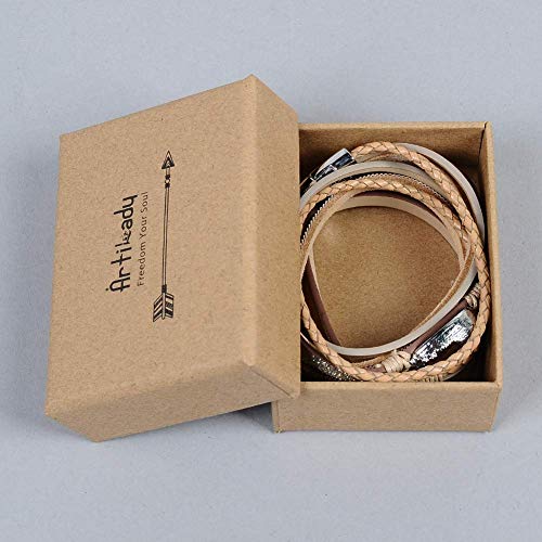 Artilady Leather Wrap Bracelets for Women - Pearl Bracelets Handmade Clasp Bangle Bracelet with Beads Jewelry Gift for Women and Mother - style: Brown with druzy