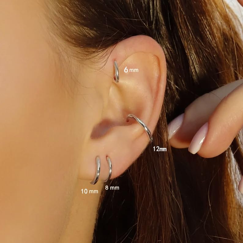 JINEAR 4 Pairs Gold Hoop Earrings Set for Women, 14K Plated Chunky Gold Hoop Earrings Dainty Simple Gold Earrings Hypoallergenic Non Tarnish Small Hoop Earrings Cartilage Earrings Jewelry Gift - color: 4 Pairs Stainless steel Earrings-S