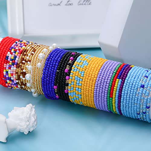 TOBENY SHIWE 24PCS Waist Bead Chains for Women Colorful Summer Body Chains Belly Beads Bikini Jewelry Chains Bead Waist Chains Set - style: Style C