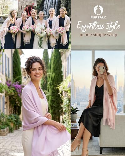 FURTALK Pashmina Shawl Wraps for Women Evening Dresses Blanket Scarves Fashion Scarf Wedding Gifts - color: Light Lavender