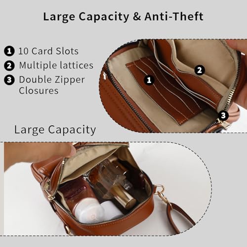 Leather Crossbody Bag for Women,Anti-Theft Messenger Bag with Large Capacity,Built-in Purse Card Slots Shoulder Sling Bag - color: Dark Green