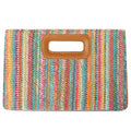 Beach Clutch Bag Straw Summer Clutch Purses for Women Handmade Woven Purse Detachable Gold Chain, Crossbody - color: Colorful