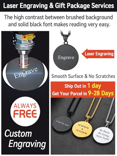 FaithHeart Knights Templar Necklace for Men, Christian Necklace for Men Stainless Steel Pendant Neckalces Christian Gifts with Gift Box - color: 04. Medal-Black(Custom)