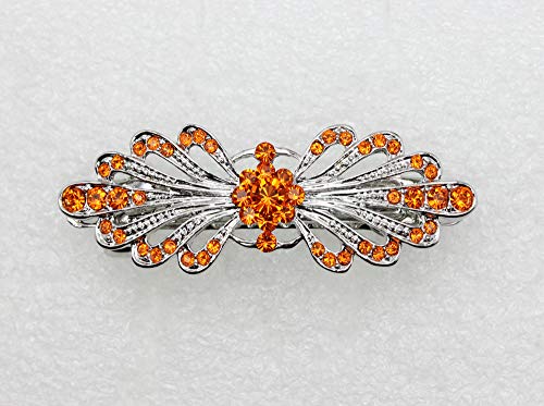 Faship Orange Small Mini Floral Hair Barrette Clip - color: Orange