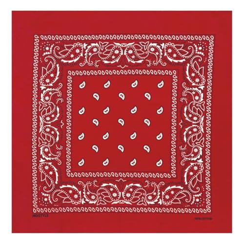 MDSTYLE 100% Cotton Bandana for Men & Women 22" x 22" Paisley Pattern Handkerchief Headband Scarf - color: Red