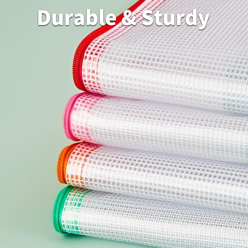 JARLINK A3 (16.5x12.6 in, 12 Pcs) Mesh Zipper Pouch, 12 Colors Extra Large Zipper Bags, Waterproof File Pouches for Office Supplies, Puzzles, Board Game, School, Travel Accessories & Craft Projects - style: 12pcs