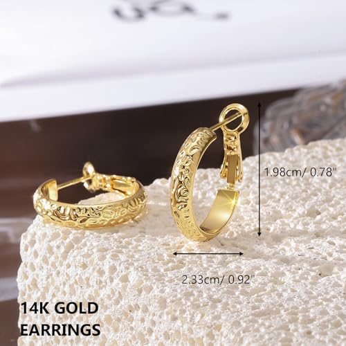 Gold Hoop Earrings for Women 14K Gold Plated Hoop Earrings Set, Large Medium Small Hoop Earrings Lightweight Hypoallergenic Huggie Statement Jewelry Gift for Women - color: Gold-E