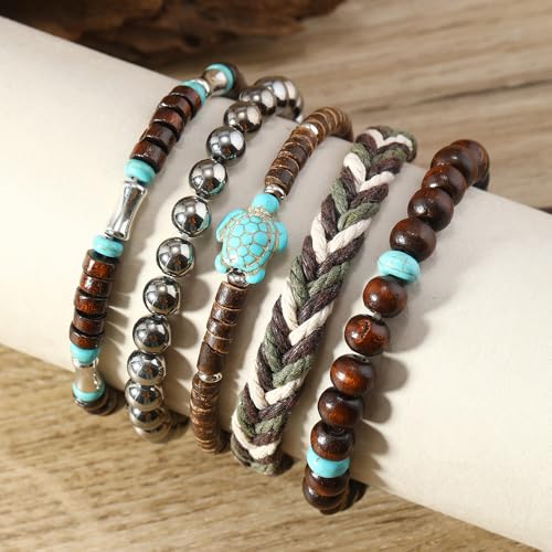 Bohemian Mix Bead Multi Layer Versatile Statement Bracelets Boho Stackable Beaded Strand Stretch Bangles Bracelets Sparkly Crystal Tassel Charm Jewelry Gift - style: Turtle