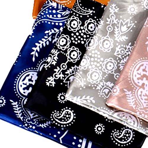 35 x 35 Women's Fashion Pattern Large Square Silk Like Hair Scarf Head Sleeping Wrap Satin Neck Bandana for Gift… - color: Black - Retro Pace