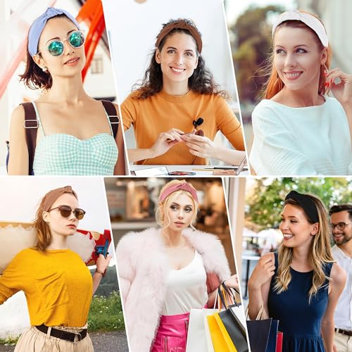 DiyJibb Headbands for Women Girls - 6PCS Stylish Top Knotted Headbands - Knotted Headband for Women - Head Bands Wide Hairband Hair Accessories - color: black，brown，khaki，white，blue，deep pink