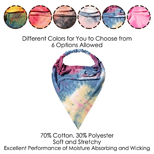 Vercret 6 Pack Hair Scarf Headband for Women Elastic Bandana Head Scarf Large Boho Triangle Kerchief with Clips Non Slip Scarves - color: N Splash Ink