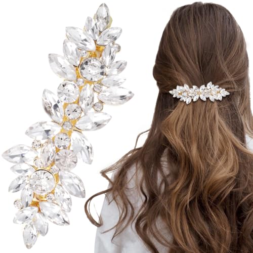 Joez Wonderful Rhinestone Hair Barrettes Clips for Women, White | Sparkly flower hair barrette accessories, non-slip, alloy made, for weddings, birthdays, parties, engagements, balls, brides - color: Rhinestone Butterfly White