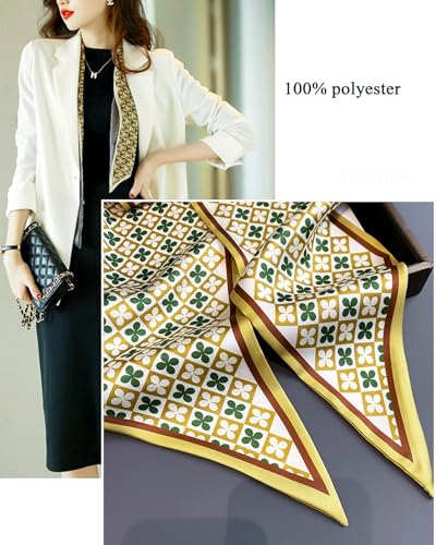 Purse Scarf For Handbags Head Scarves For Women's Hair Bags Scarfs Long Skinny Scarves Fashion Silky - color: A28-yellow Four-leaf Clover