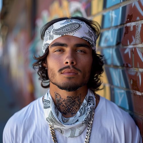 Vamqor 100% Cotton 10 Pack Fine Bandanas - color: White
