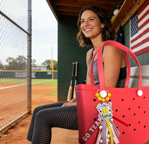 Baseball Softball Soccer Football Volleyball Sports Mom Charms for Bogg Bag Accessories Tassel Backpack Gifts - style: Softball Mom