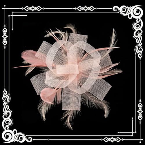 dressfan Womens Fascinator Hat Headpiece 20s Vintage Wedding Hair Accessories for Derby/Wedding/Cocktail/Tea Party - color: Dusty Pink