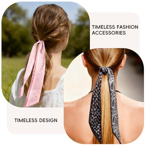 ZXZH 6 Pack Fashion Scarves for Women, Versatile Boho Head Scarf, Satin Scarf for Hair, Neck, Wrist, and Purse Accessories - color: Classic Paisley