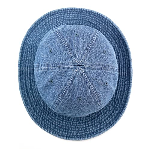 The Hat Depot Bucket Sun Hat 100% Cotton Long Brim and Deeper & Round Top Tennis Packable Summer Fashion Outdoor Hat - color: 2. Tennis - Dark Denim, size: Large-X-Large