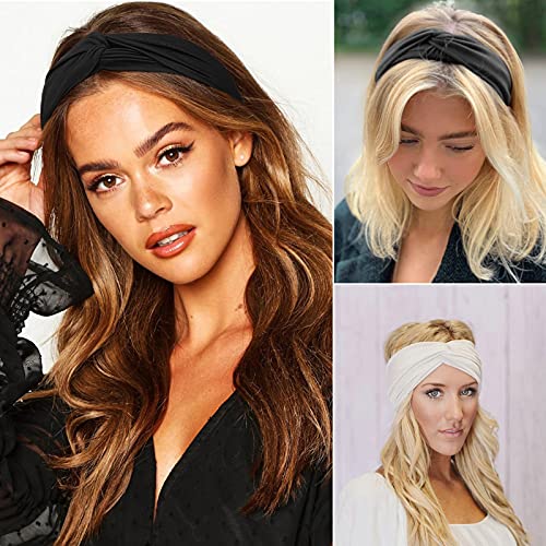 DRESHOW 8 Pack Headbands for Women Yoga Knotted Headbands Elastic Criss Cross Hair Accessories Sports Head Wrap Non Slip - color: 8 Pack B Cross a