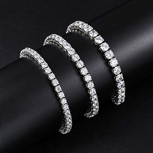 MDFUN 18k White Gold Plated CZ Tennis Bracelet, 4MM Cubic Zirconia Charm Bracelet for Women Men - style: 8.0" tennis bracelet