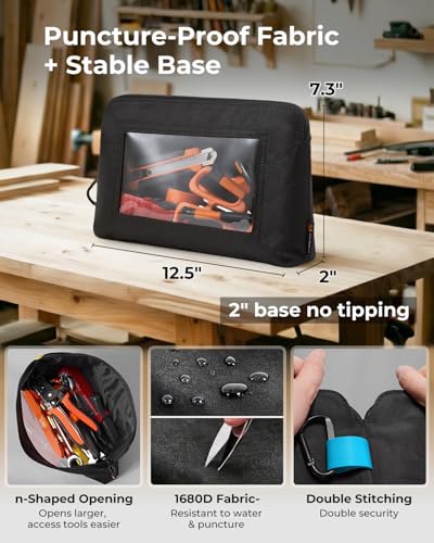 Foxrino Tool Pouch with Clear Window for Men, 1680D Oxford Small Tool Bag, Heavy Duty Tool Pouches with Zipper, Transparent Zipper Pouches for Organizing, Perfect Gifts for Him Dad Father Day, 3 Pack - size: 3 Pack